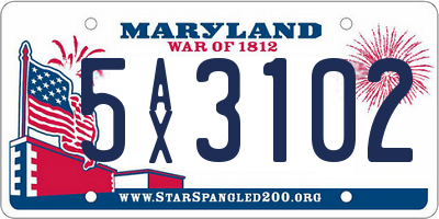 MD license plate 5AX3102