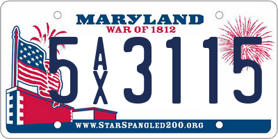 MD license plate 5AX3115