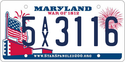 MD license plate 5AX3116
