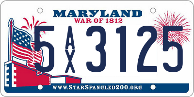 MD license plate 5AX3125