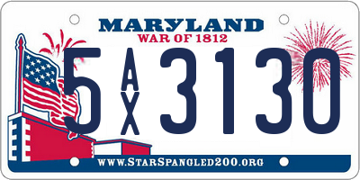 MD license plate 5AX3130
