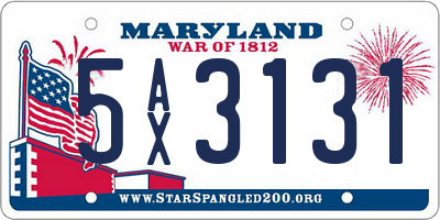 MD license plate 5AX3131