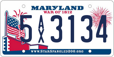 MD license plate 5AX3134