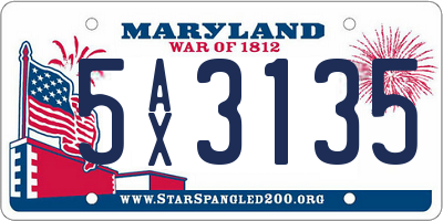 MD license plate 5AX3135