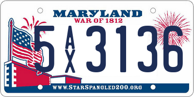 MD license plate 5AX3136