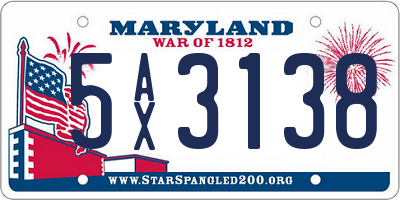 MD license plate 5AX3138