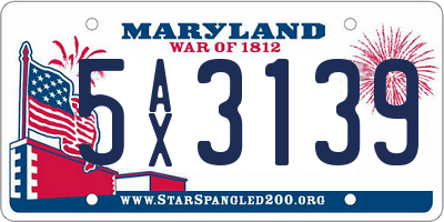 MD license plate 5AX3139