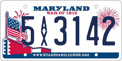 MD license plate 5AX3142
