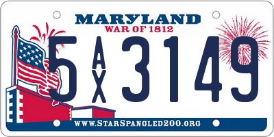 MD license plate 5AX3149