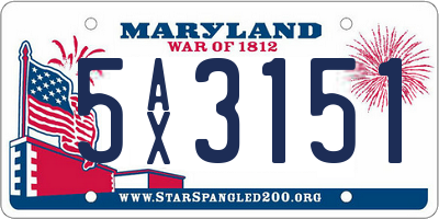 MD license plate 5AX3151