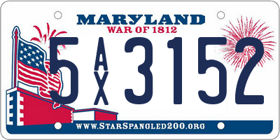 MD license plate 5AX3152