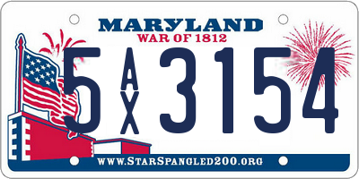 MD license plate 5AX3154