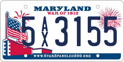 MD license plate 5AX3155