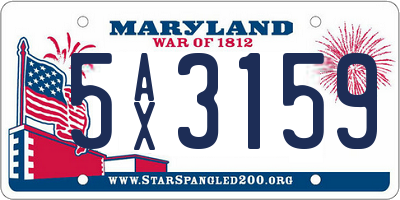MD license plate 5AX3159