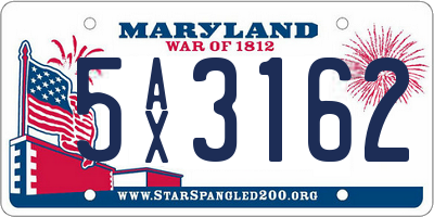 MD license plate 5AX3162