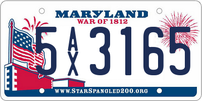 MD license plate 5AX3165