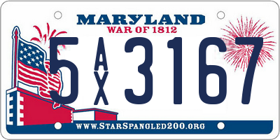 MD license plate 5AX3167