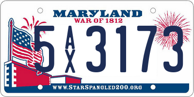 MD license plate 5AX3173