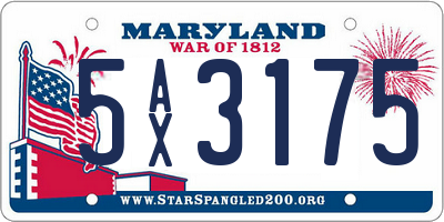 MD license plate 5AX3175