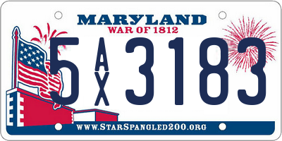 MD license plate 5AX3183