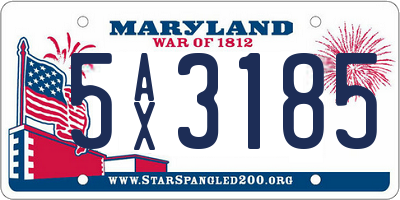 MD license plate 5AX3185