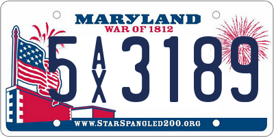 MD license plate 5AX3189