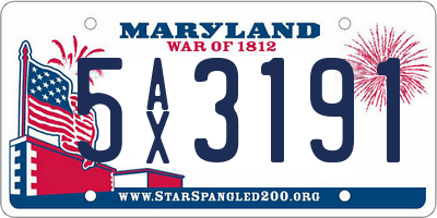 MD license plate 5AX3191
