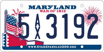 MD license plate 5AX3192