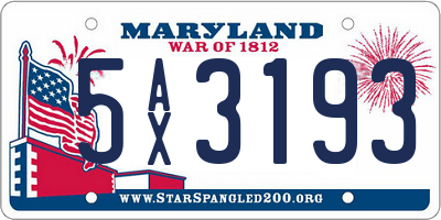MD license plate 5AX3193