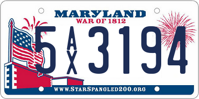 MD license plate 5AX3194
