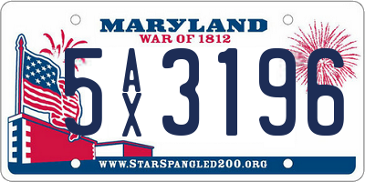 MD license plate 5AX3196