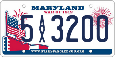 MD license plate 5AX3200