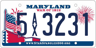MD license plate 5AX3231