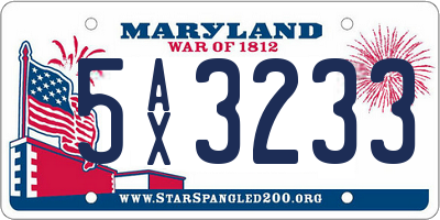 MD license plate 5AX3233