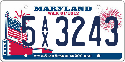 MD license plate 5AX3243