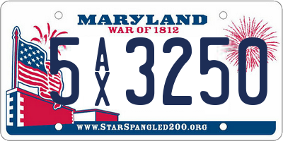 MD license plate 5AX3250