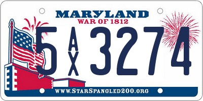 MD license plate 5AX3274