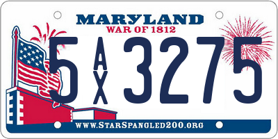 MD license plate 5AX3275
