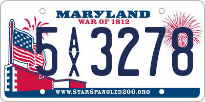 MD license plate 5AX3278