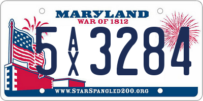MD license plate 5AX3284