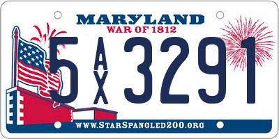 MD license plate 5AX3291