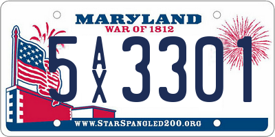 MD license plate 5AX3301