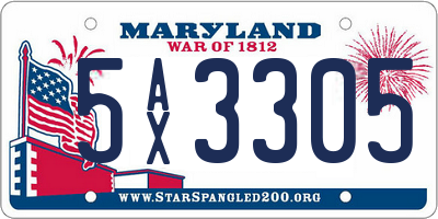 MD license plate 5AX3305