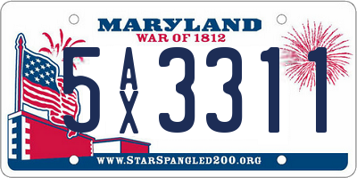 MD license plate 5AX3311