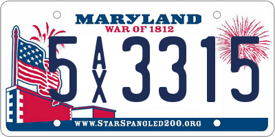 MD license plate 5AX3315