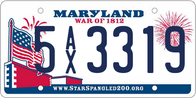 MD license plate 5AX3319