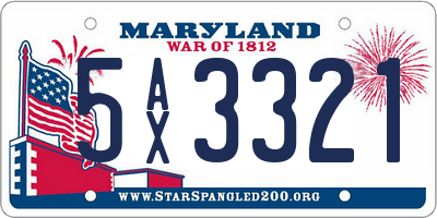 MD license plate 5AX3321