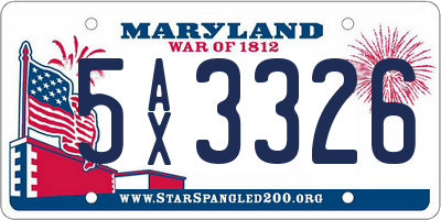 MD license plate 5AX3326
