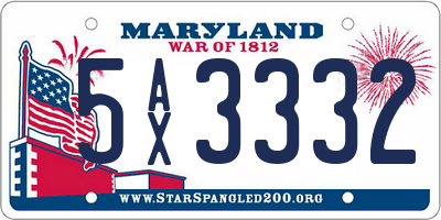 MD license plate 5AX3332