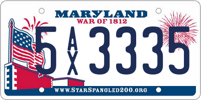 MD license plate 5AX3335